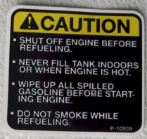 Decal Caution-shut off engine P-10939
